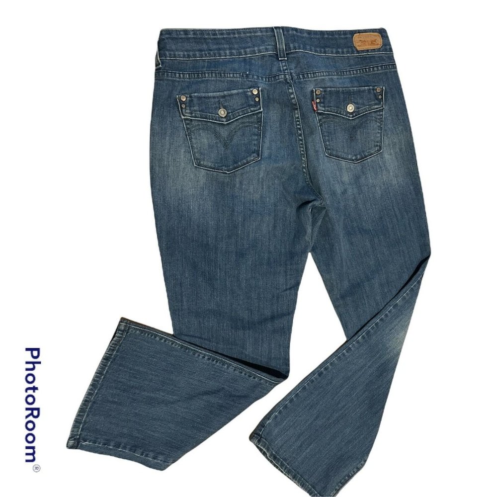 Levi's 526 Slender Boot Cut Jeans Sz 12 Blue Medium Wash Denim Double Button.